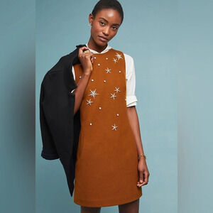 Anthropologie Mignon Doo Wool Blend Starry Shift Dress Large